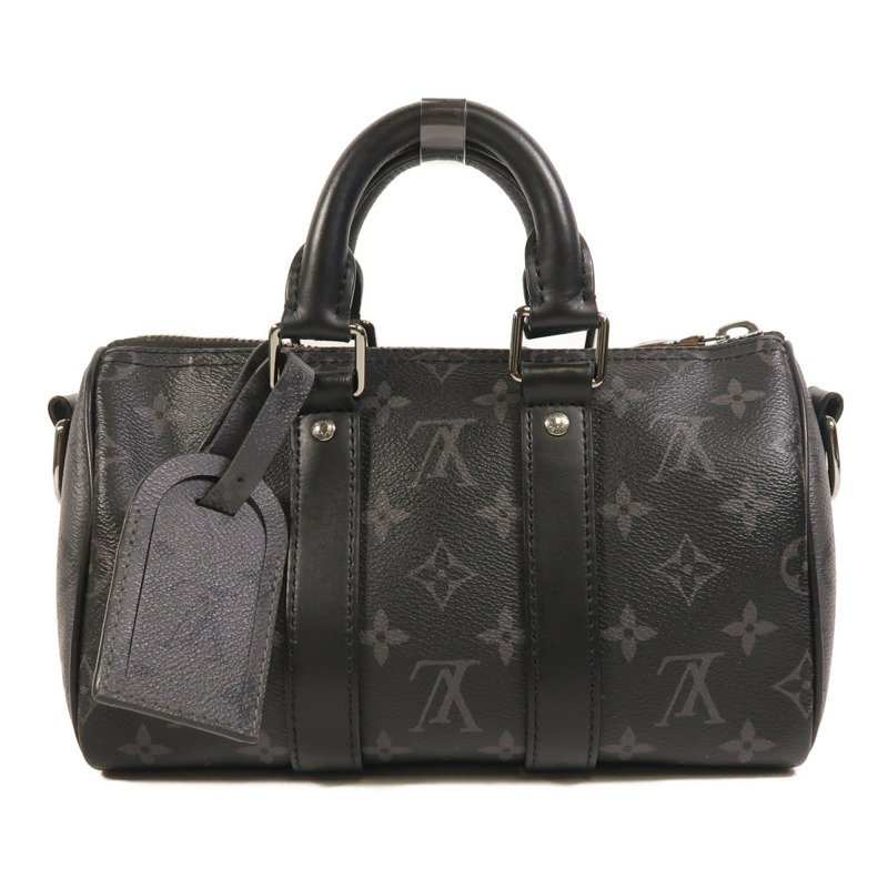LOUIS VUITTON Monogram Eclipse Reverse Keepall Bandouliere 25銀扣手挽肩背兩用袋-1