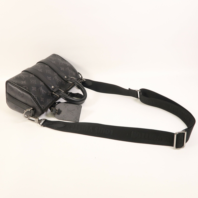 LOUIS VUITTON Monogram Eclipse Reverse Keepall Bandouliere 25銀扣手挽肩背兩用袋-7
