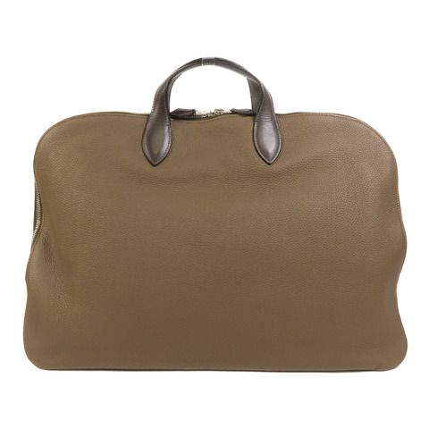 HERMES Togo皮革Victoria Business Bag銀扣手挽袋Etoupe
