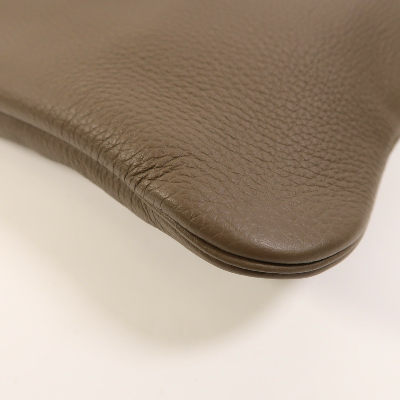 HERMES Togo皮革Victoria Business Bag銀扣手挽袋Etoupe-11