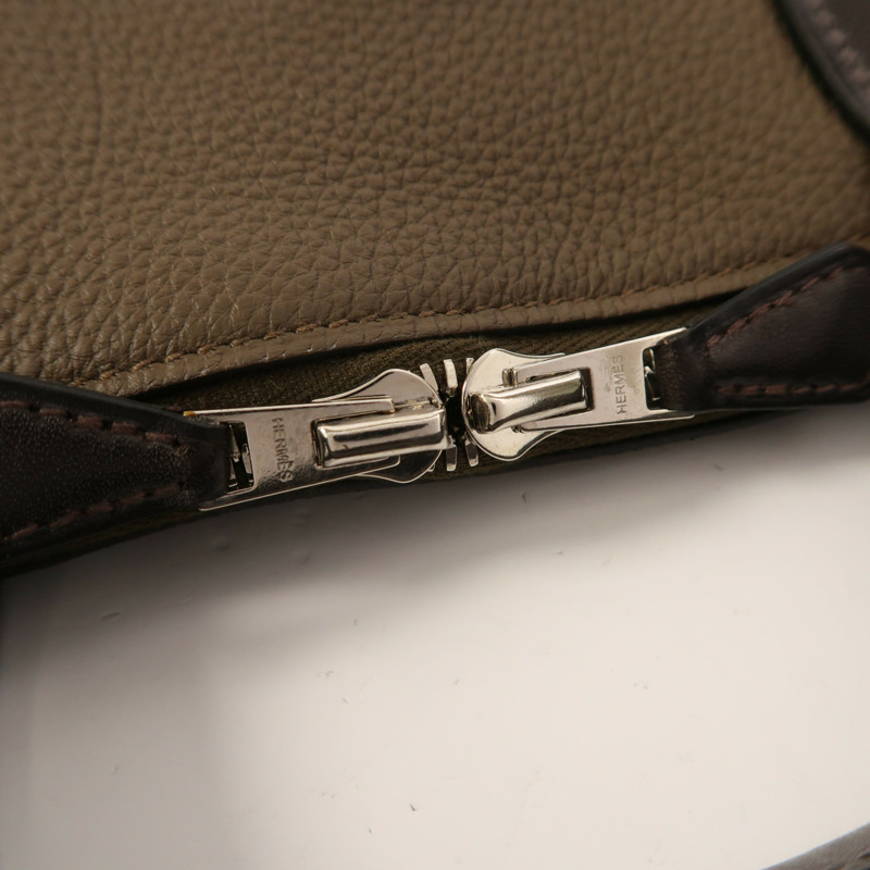 HERMES Togo皮革Victoria Business Bag銀扣手挽袋Etoupe-16