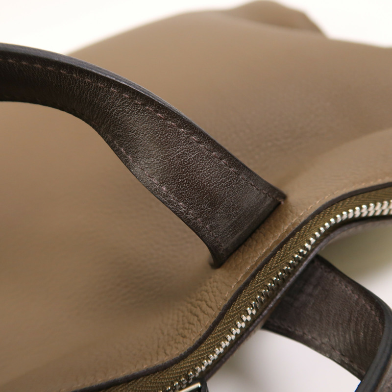 HERMES Togo皮革Victoria Business Bag銀扣手挽袋Etoupe-17