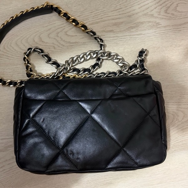 Chanel 19 黑銀 26cm 小羊皮-2