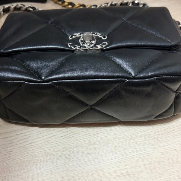 Chanel 19 黑銀 26cm 小羊皮-7