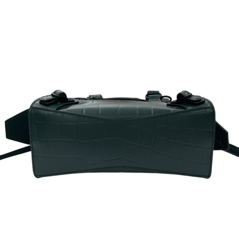 BALENCIAGA NEO CITY 迷你機車包 壓紋牛皮 墨綠色 槍色釦-5