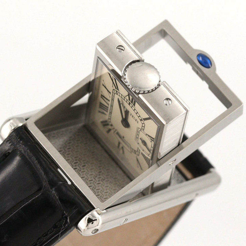 卡地亞 Tank Basculante LM W1016055 不鏽鋼石英錶-6