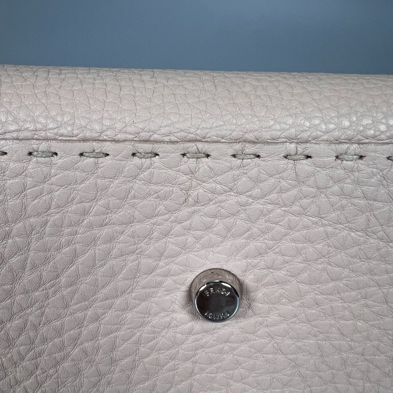 FENDI 粉紅銀扣peekaboo手提斜背包-7