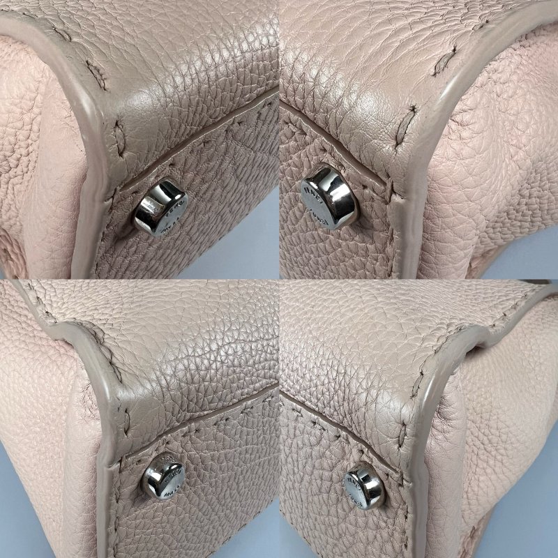 FENDI 粉紅銀扣peekaboo手提斜背包-9