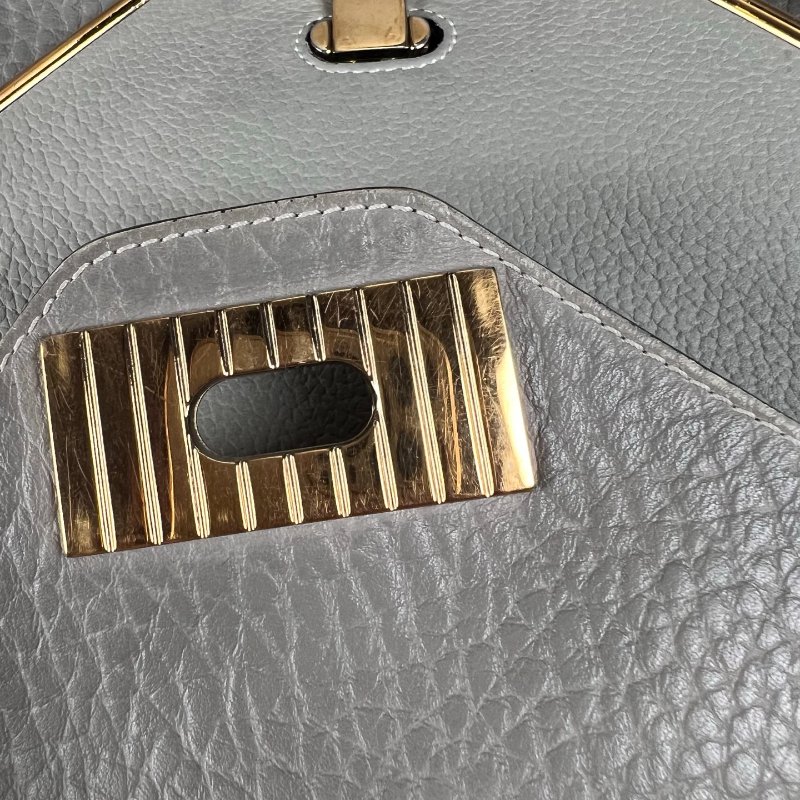 CHLOE 灰藍色金鍊包-15