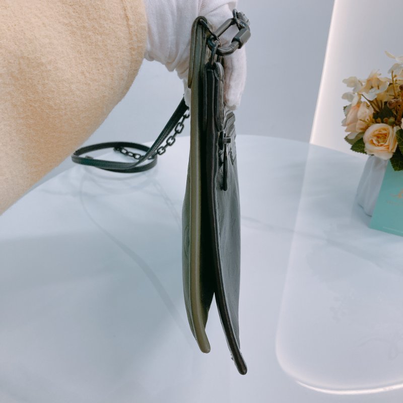 MS0429	Louis Vuitton 路易威登 影子包 二合一 信封包 牛皮 壓紋 黑色 綠色 斜背 Shadow Double Flat Messenger Calfskin Black and Green x PHW-2