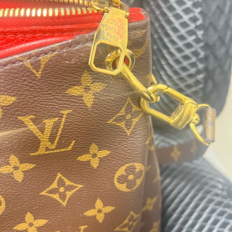 LOUIS VUITTON LV 路易威登 棕色 紅色 原花 帆布 PALLAS 兩用包 M41175-4