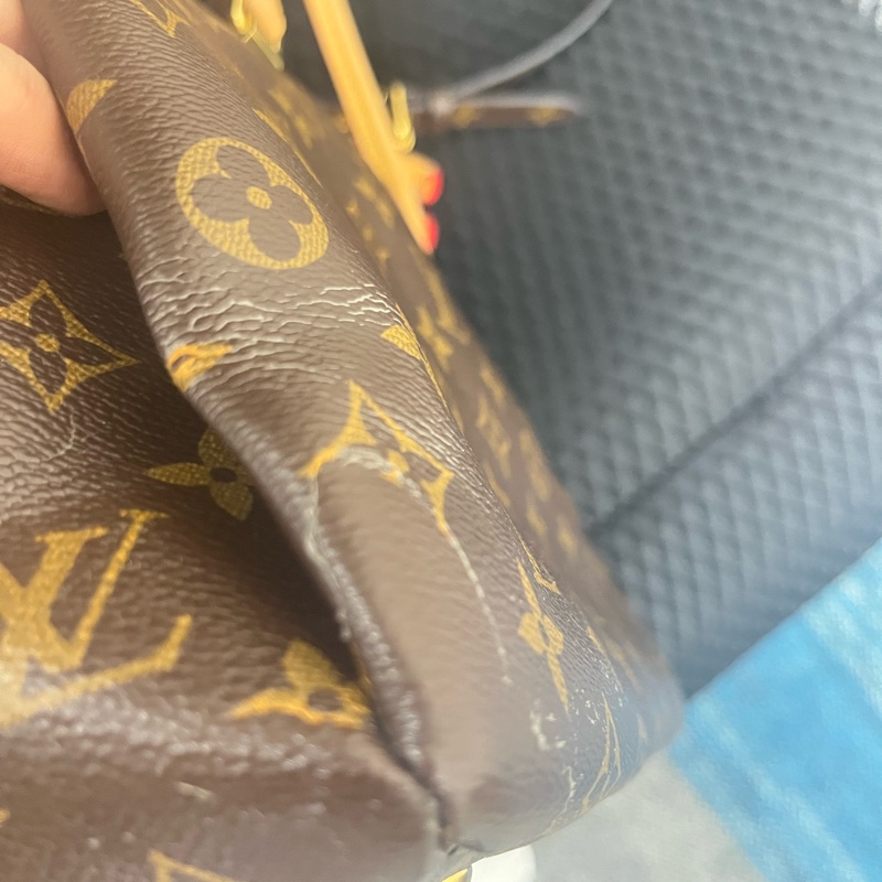 LOUIS VUITTON LV 路易威登 棕色 紅色 原花 帆布 PALLAS 兩用包 M41175-21