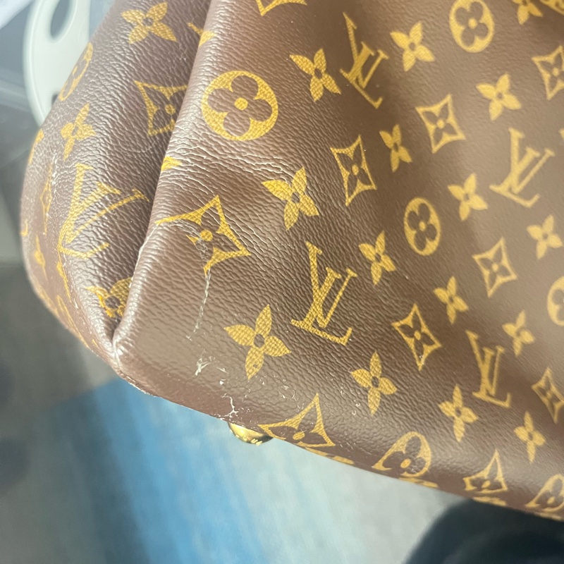 LOUIS VUITTON LV 路易威登 棕色 紅色 原花 帆布 PALLAS 兩用包 M41175-23