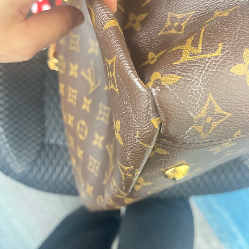 LOUIS VUITTON LV 路易威登 棕色 紅色 原花 帆布 PALLAS 兩用包 M41175-25