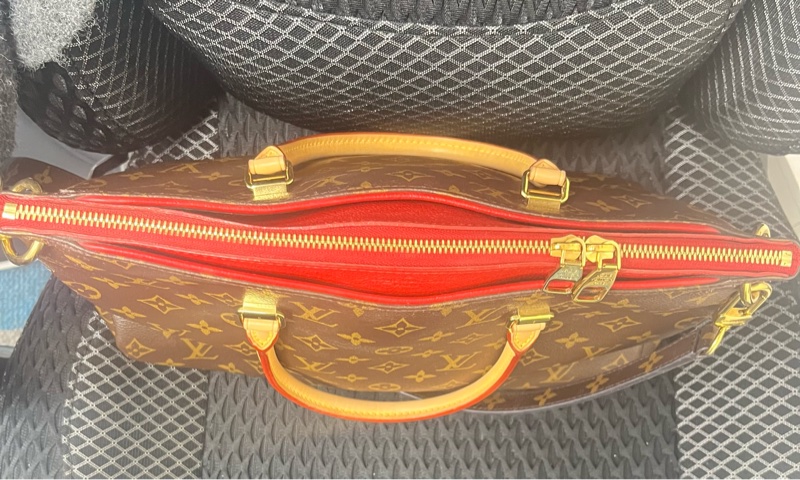 LOUIS VUITTON LV 路易威登 棕色 紅色 原花 帆布 PALLAS 兩用包 M41175-4