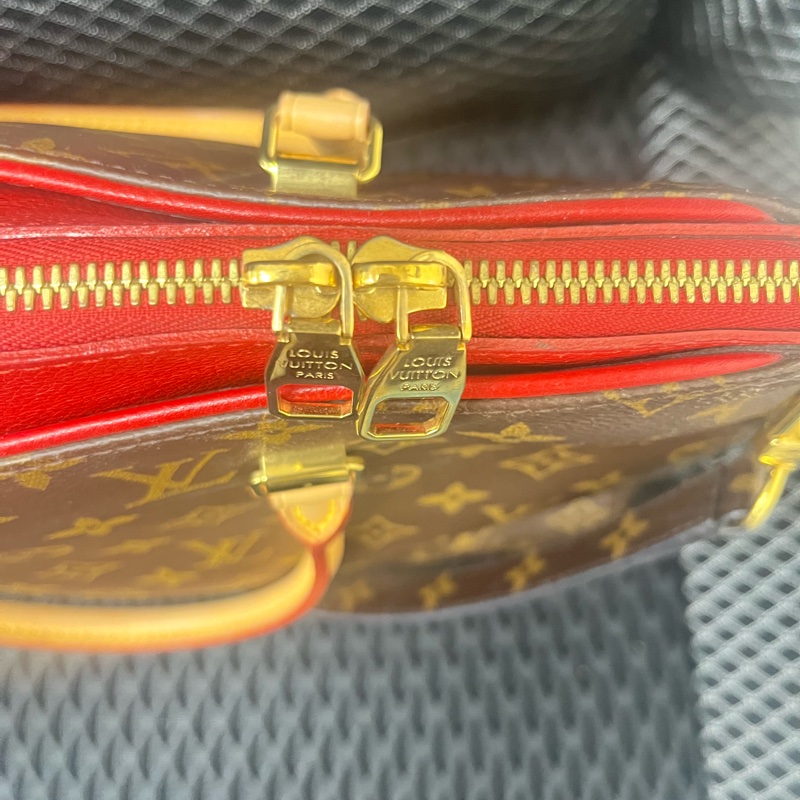 LOUIS VUITTON LV 路易威登 棕色 紅色 原花 帆布 PALLAS 兩用包 M41175-5