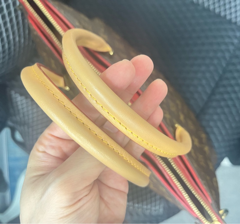 LOUIS VUITTON LV 路易威登 棕色 紅色 原花 帆布 PALLAS 兩用包 M41175-6