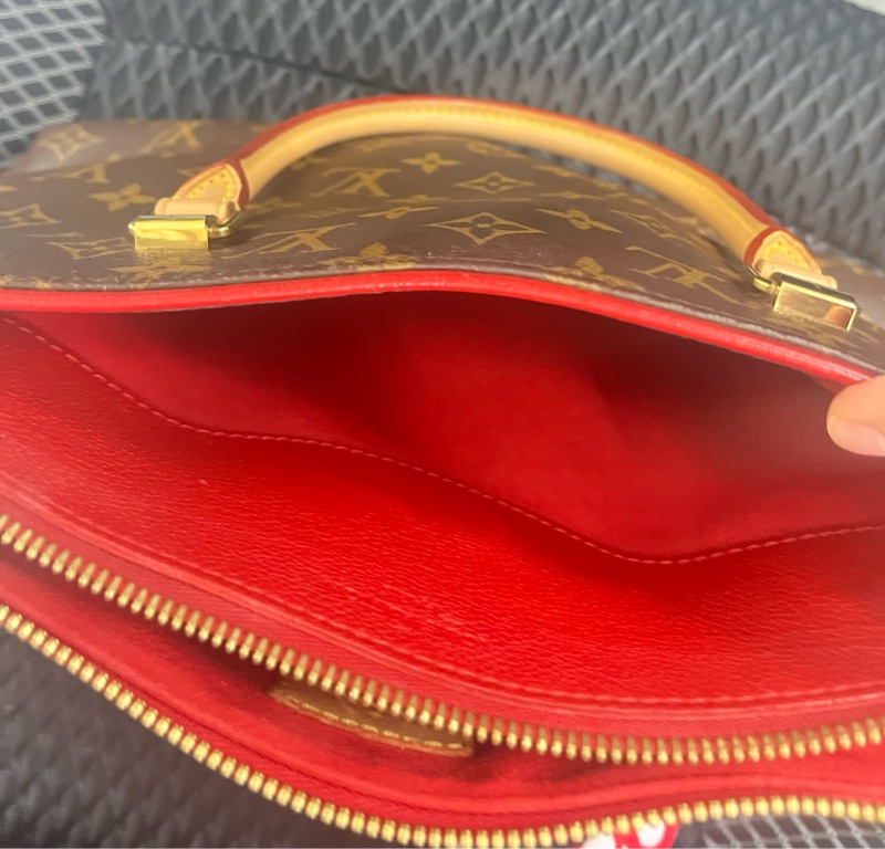 LOUIS VUITTON LV 路易威登 棕色 紅色 原花 帆布 PALLAS 兩用包 M41175-9