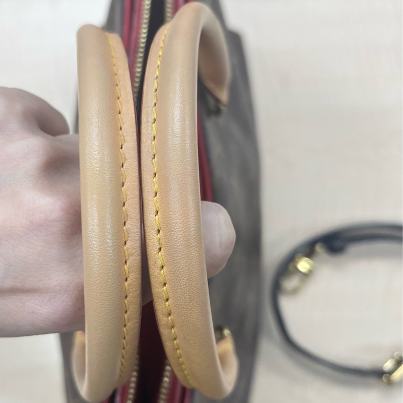 LOUIS VUITTON LV 路易威登 棕色 紅色 原花 帆布 PALLAS 兩用包 M41175-12