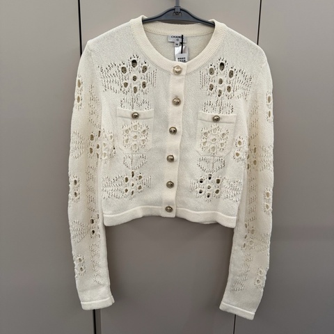 99新38碼/chanel香奈兒鏤空針織開衫/