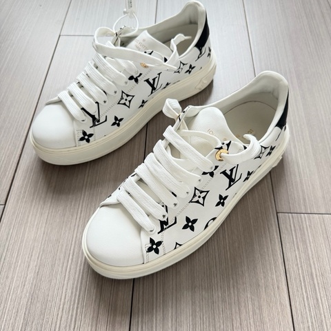 95新38.5碼/LV路易威登黑白滿印板鞋/無盒/