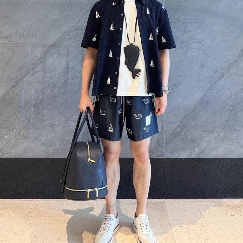 💎Han's house精品服飾💎THOM BROWNE TB 刺繡 尼龍 海灘褲 短褲-2