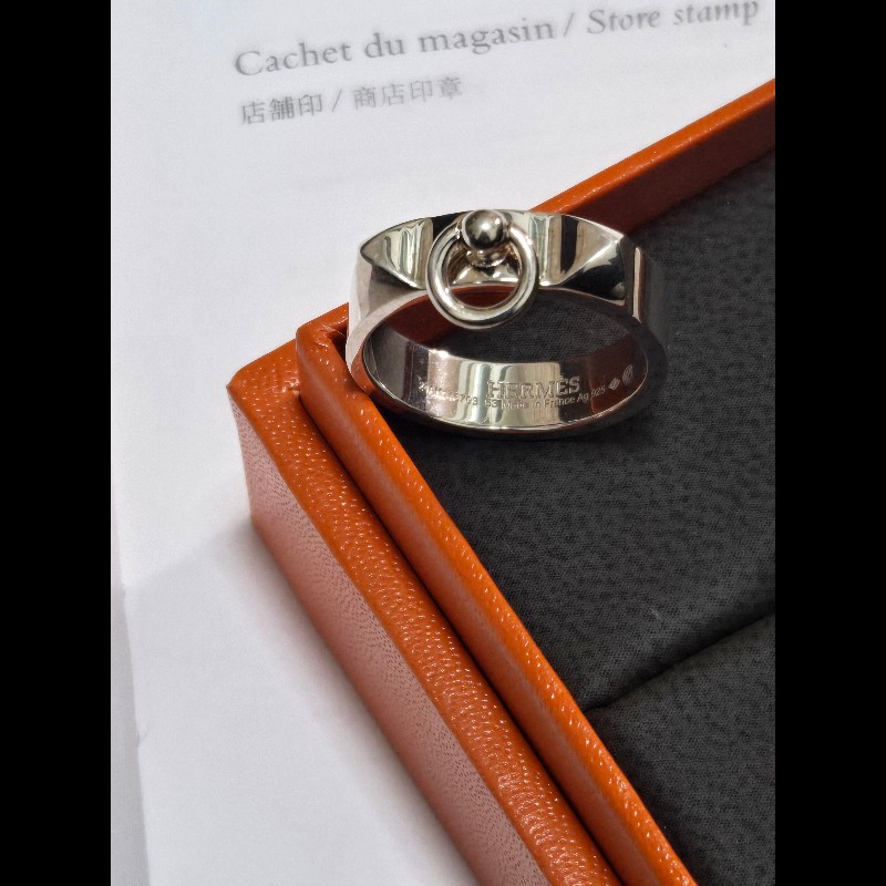 Hermes 愛馬仕 Collier de Chien 純銀Cdc 戒指 🈶購證🈶貴金屬證書-4