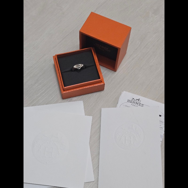 Hermes 愛馬仕 Collier de Chien 純銀Cdc 戒指 🈶購證🈶貴金屬證書-11