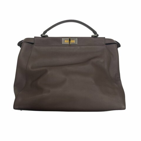 FENDI 芬迪 PEEKABOO LARGE 大號兩用包 皮革 棕色 銀釦