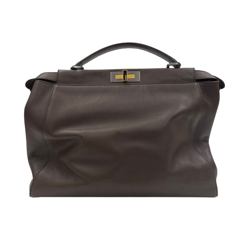 FENDI 芬迪 PEEKABOO LARGE 大號兩用包 皮革 棕色 銀釦-1