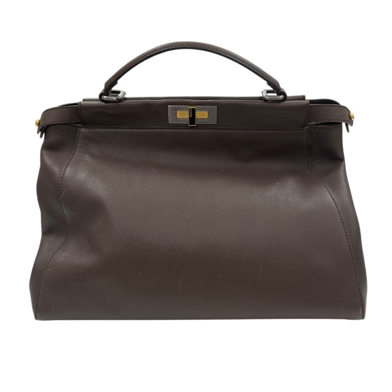 FENDI 芬迪 PEEKABOO LARGE 大號兩用包 皮革 棕色 銀釦-2