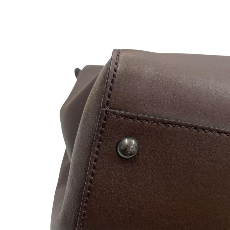 FENDI 芬迪 PEEKABOO LARGE 大號兩用包 皮革 棕色 銀釦-6