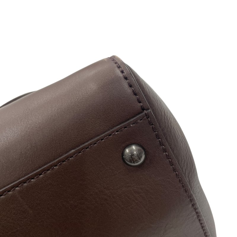 FENDI 芬迪 PEEKABOO LARGE 大號兩用包 皮革 棕色 銀釦-9