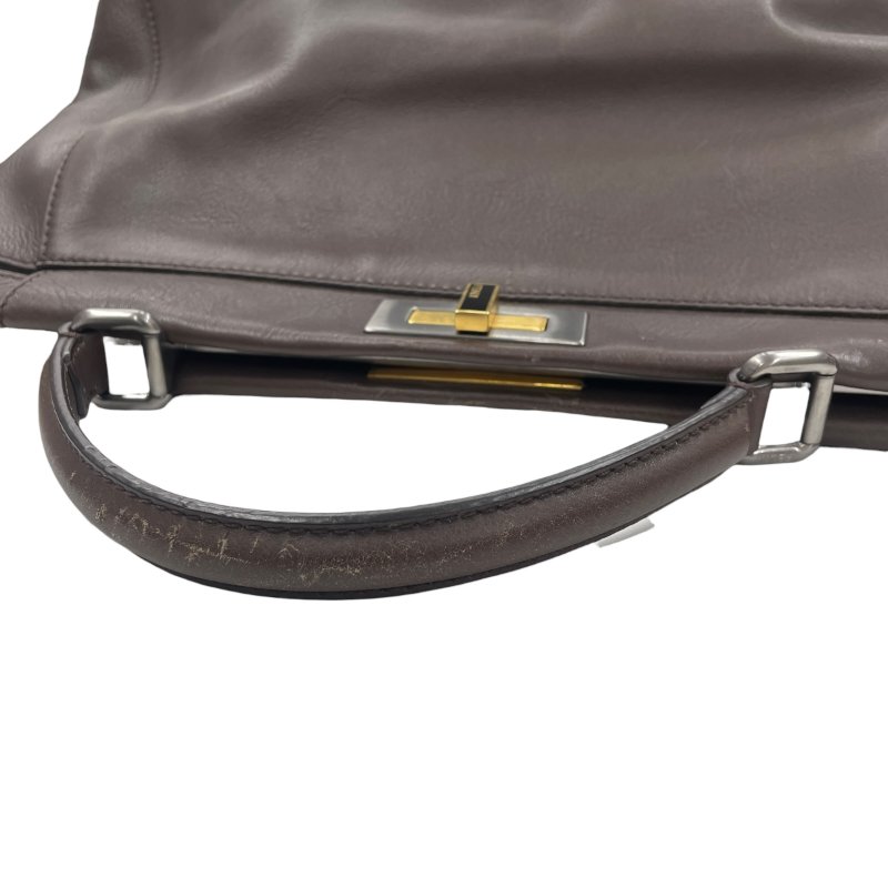 FENDI 芬迪 PEEKABOO LARGE 大號兩用包 皮革 棕色 銀釦-10