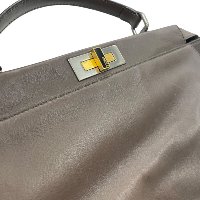 FENDI 芬迪 PEEKABOO LARGE 大號兩用包 皮革 棕色 銀釦-11