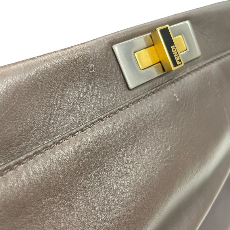 FENDI 芬迪 PEEKABOO LARGE 大號兩用包 皮革 棕色 銀釦-15