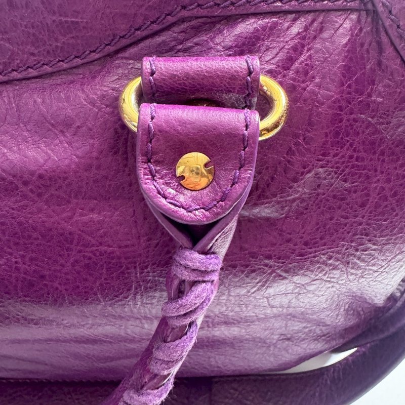 Balenciaga 紫色金釦肩背手提包-11