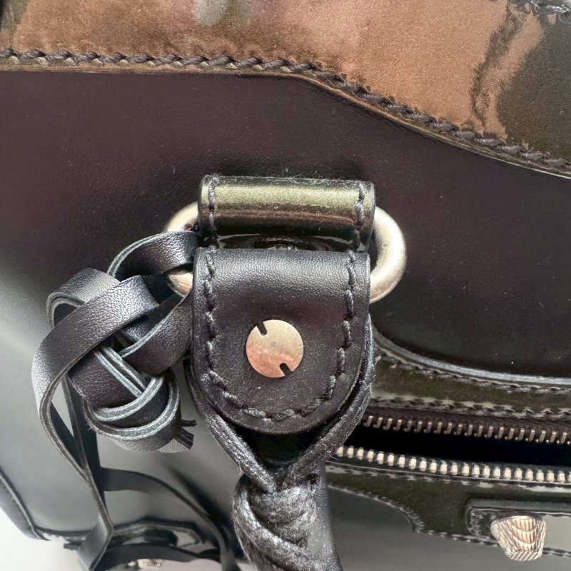 Balenciaga 黑色拼墨綠色機車包-8