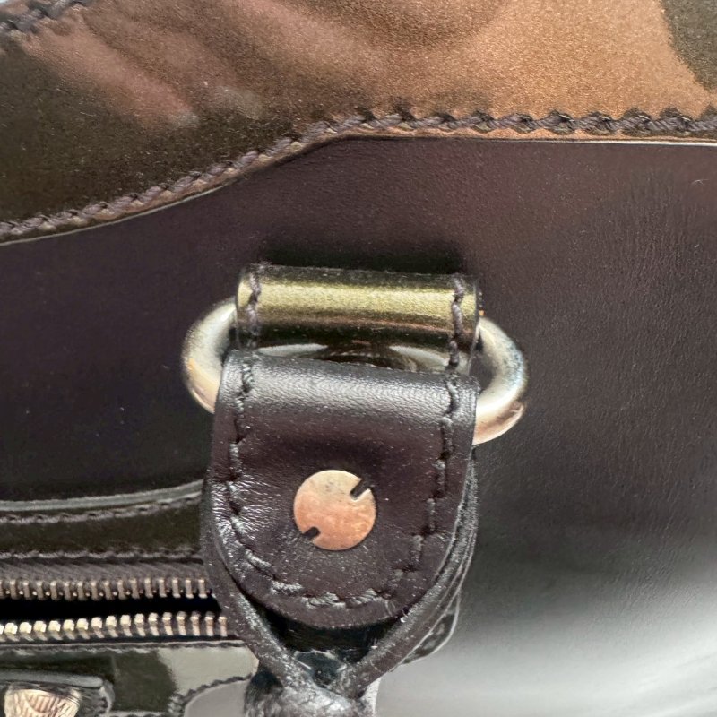 Balenciaga 黑色拼墨綠色機車包-9