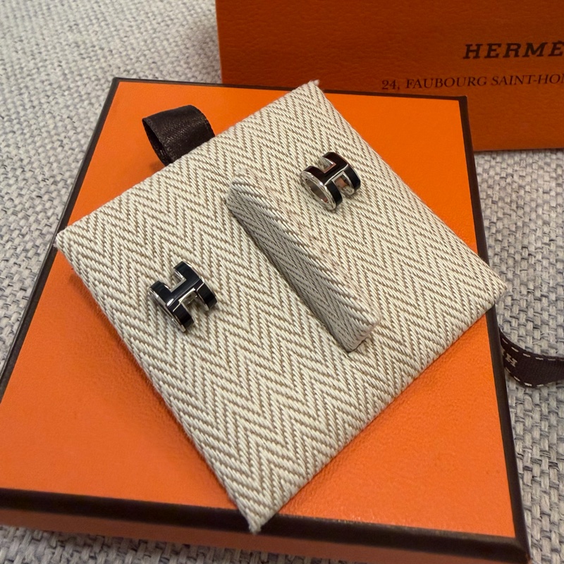 Hermes Mini Pop H earrings 經典H耳環(黑/銀)-0
