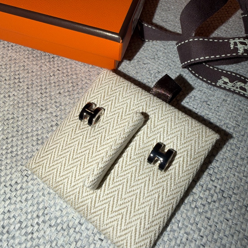 Hermes Mini Pop H earrings 經典H耳環(黑/銀)-3