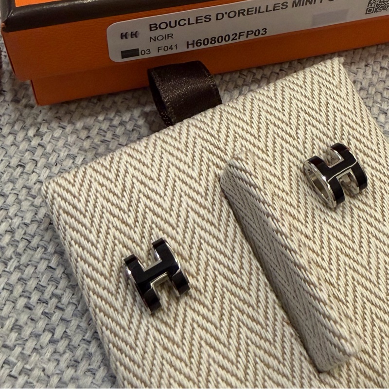 Hermes Mini Pop H earrings 經典H耳環(黑/銀)-4