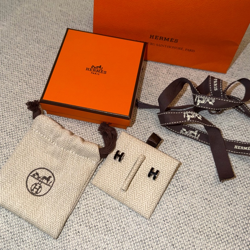 Hermes Mini Pop H earrings 經典H耳環(黑/銀)-5