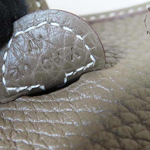【巴黎站二手名牌專賣店】*現貨*HERMES 愛馬仕 真品*Y刻Mini Evelyne大象灰小牛皮金釦鏤空洞H LOGO肩背斜背包-4