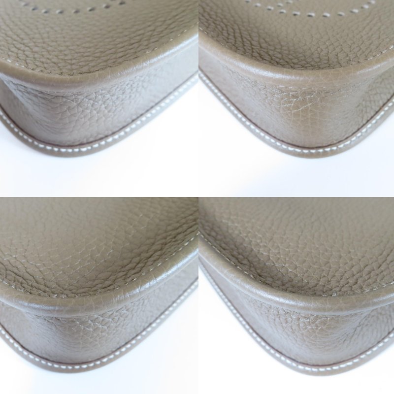 【巴黎站二手名牌專賣店】*現貨*HERMES 愛馬仕 真品*Y刻Mini Evelyne大象灰小牛皮金釦鏤空洞H LOGO肩背斜背包-5