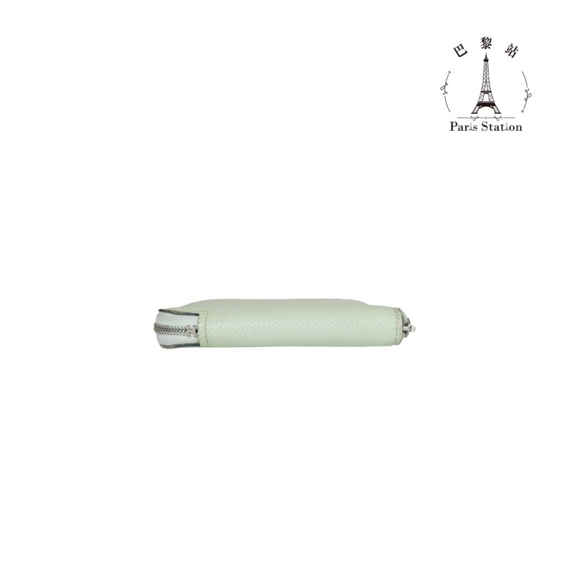 【巴黎站二手名牌專賣店】＊現貨＊HERMES愛馬仕真品＊ B刻Silk In系列氣泡綠色皮革內花園狗拉鍊絲巾短夾-2