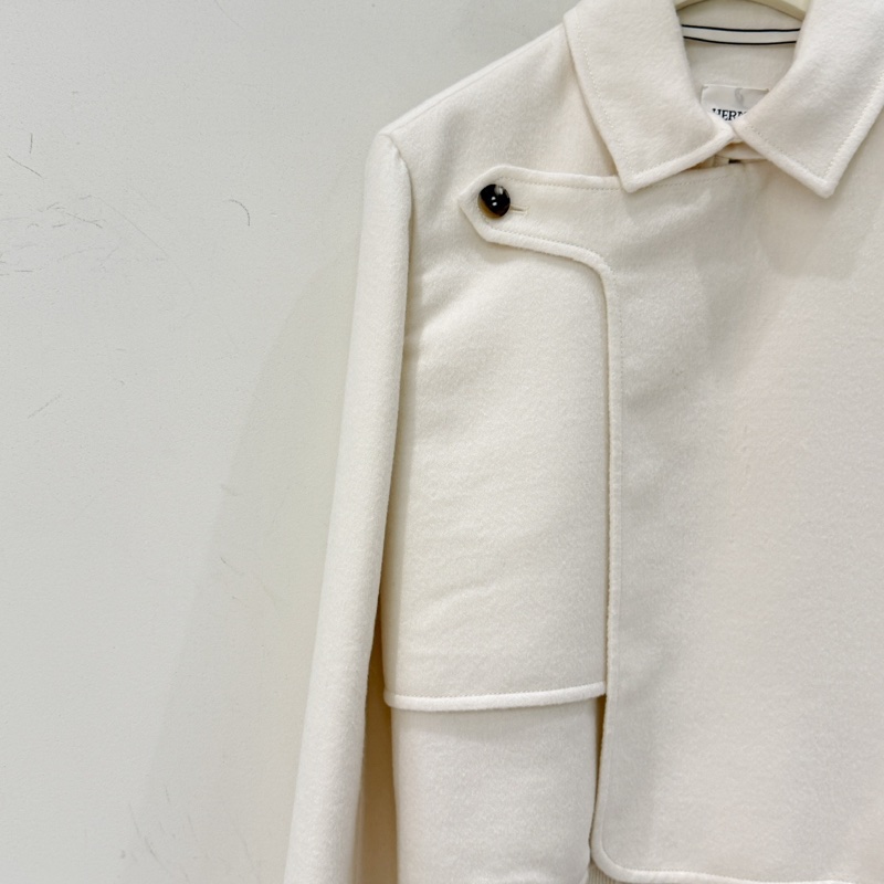 99新愛馬仕 Hermes 雙面呢休閒短款外套 山羊絨 米色 36碼-5