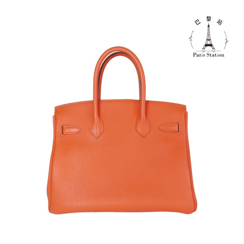 【巴黎站二手名牌專賣店】＊現貨＊HERMES 愛馬仕 真品＊T刻9J橘金釦BIRKIN 30柏金手提包-1