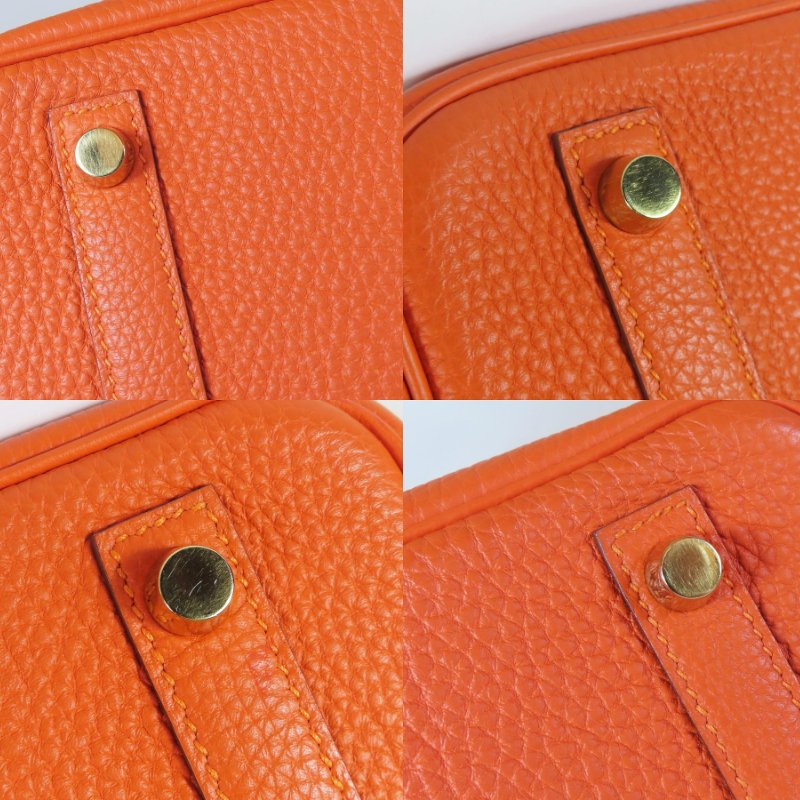 【巴黎站二手名牌專賣店】＊現貨＊HERMES 愛馬仕 真品＊T刻9J橘金釦BIRKIN 30柏金手提包-5