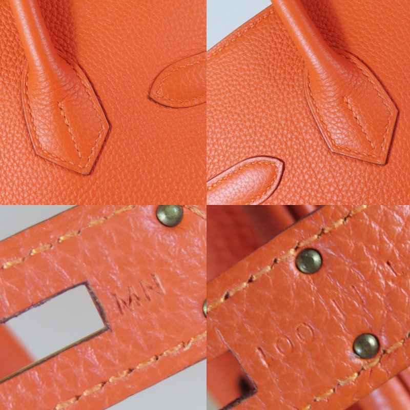 【巴黎站二手名牌專賣店】＊現貨＊HERMES 愛馬仕 真品＊T刻9J橘金釦BIRKIN 30柏金手提包-6